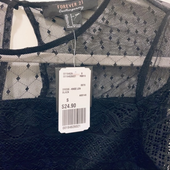 NWT Forever 21 Black Dress with Sheer Detail - Picture 4 of 4
